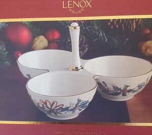 Lenox Winter Greetings Condiment Server New